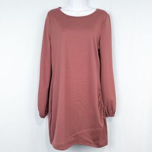 Carve Designs Lenora Long Sleeve Mini Dress Womens Medium Brick Rose Ruched‎